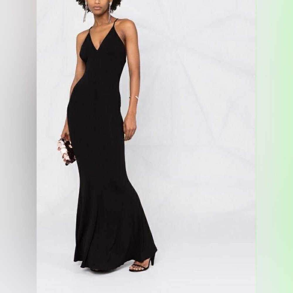 Alexandre Vauthier Black Spaghetti Strap Maxi Evening Gown EU 34